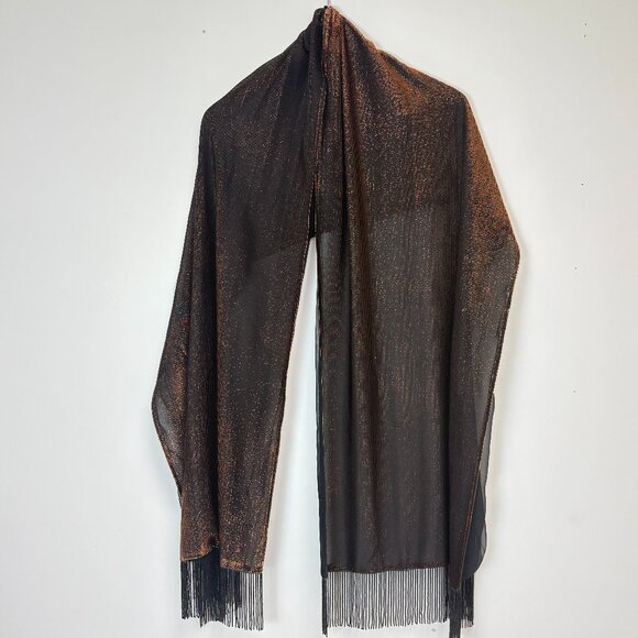 Women’s Bronze Maxi Strapless Dress W/Elbow Length Open-Front Jacket & Scarf - Picture 9 of 15